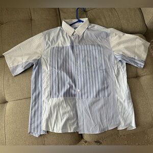 Market Studios Casual Blue Striped Men's Shirt
